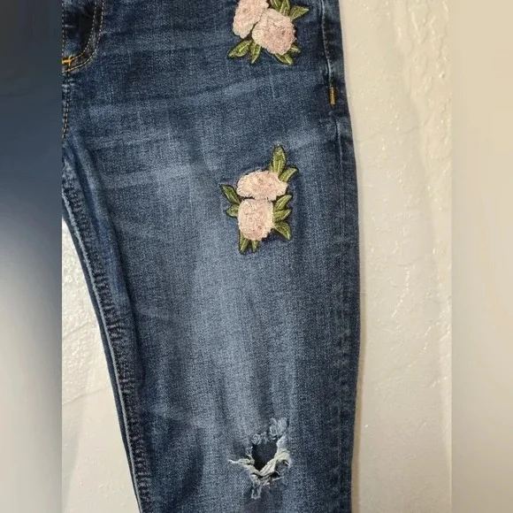 ♥️ Miss Me ♥️ | Embroidered Patch Floral Ankle Skinny Jeans Sz 26 - Picture 6 of 8